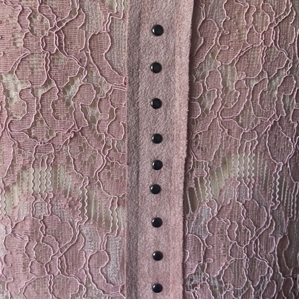 Vocal Boho Lace Fringe Vest Small Pink Studded Festival Western Indie Sleaze Top - Picture 7 of 11